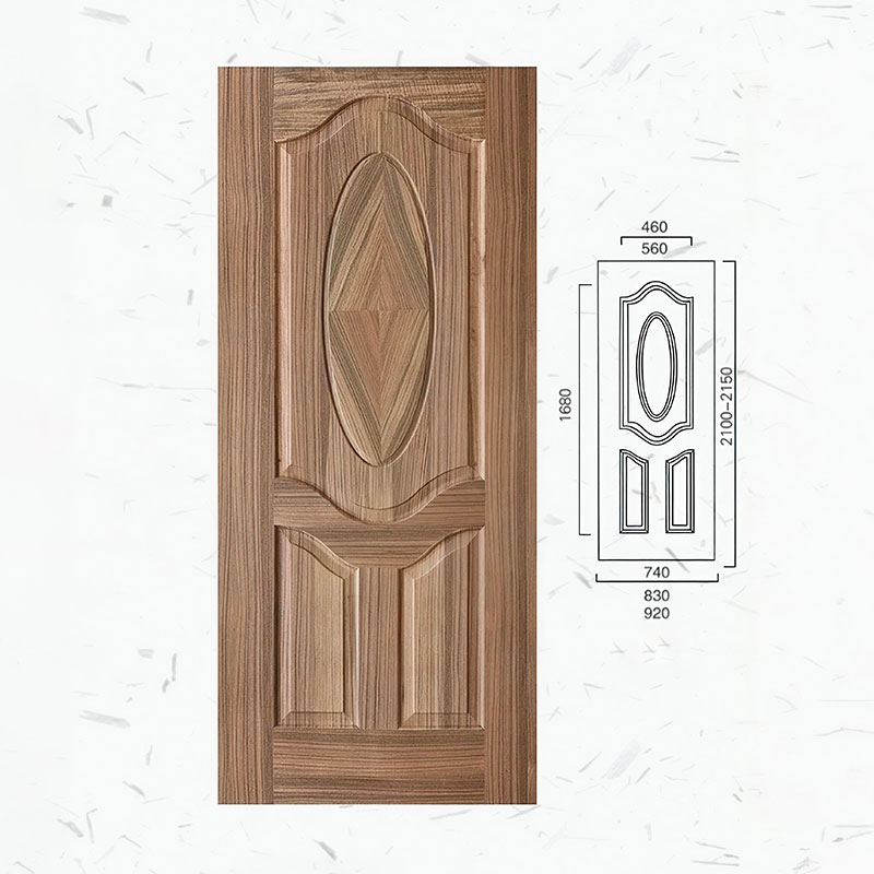 Real Wood Veneer Molded Door Skin Front View